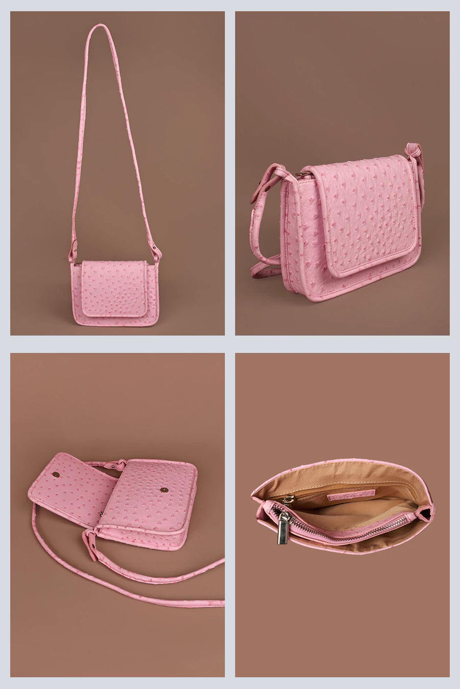 Alice Vegan Leather Women Sling Bag Ost Pink Detail