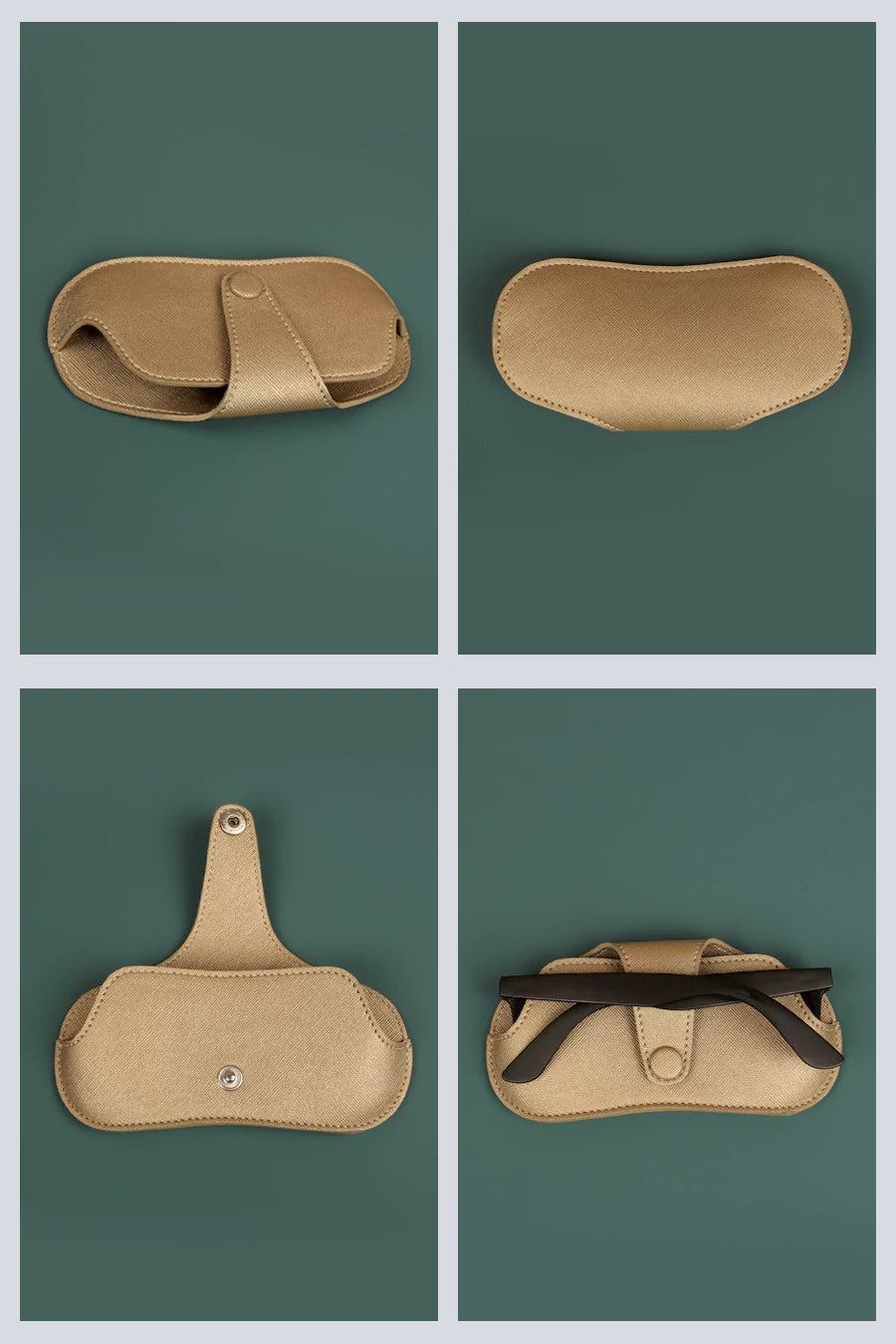 Jace Sunglass Case Vegan Leather Wood Brass Detail