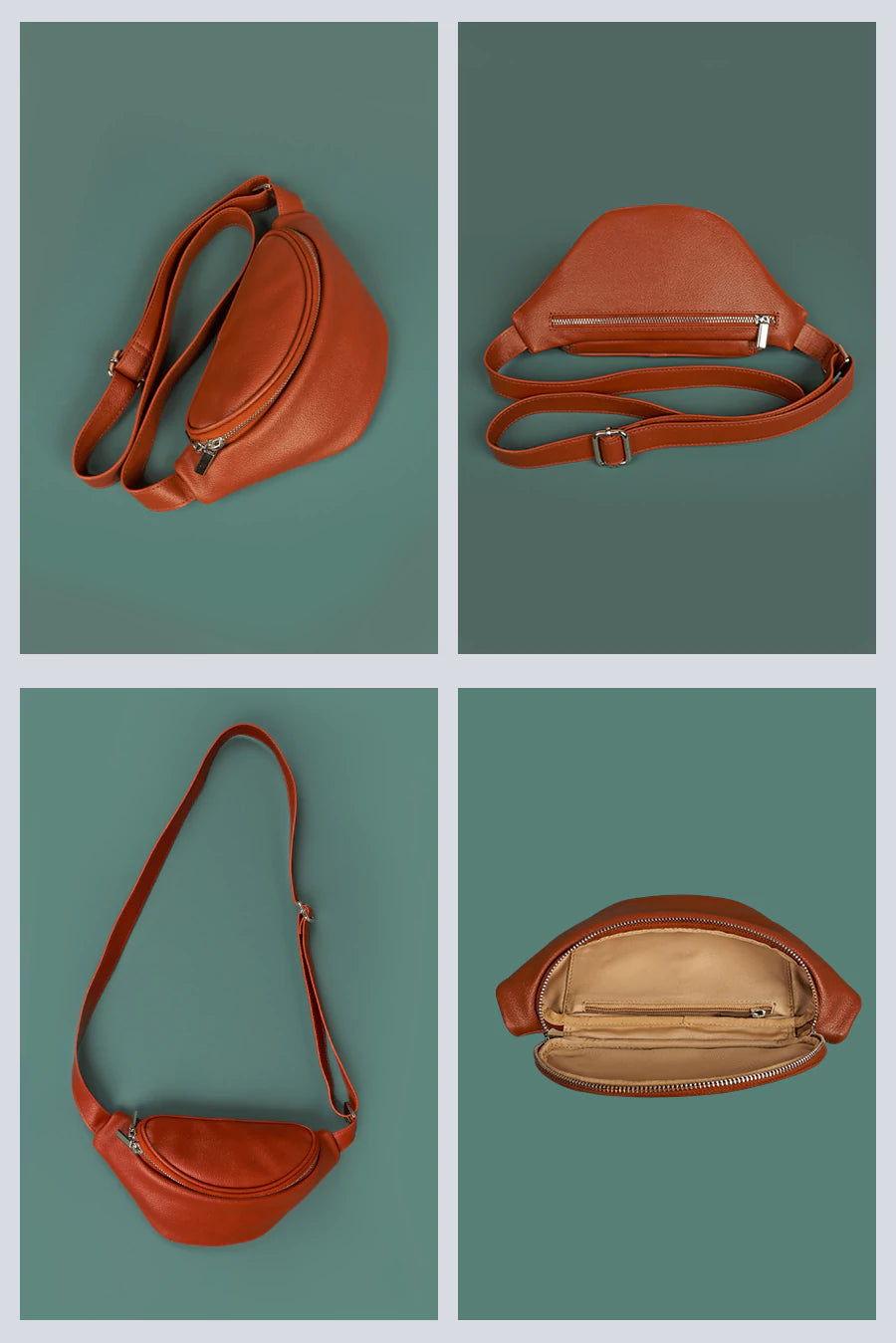 Vegan Leather Bum Bag Cognac Detail