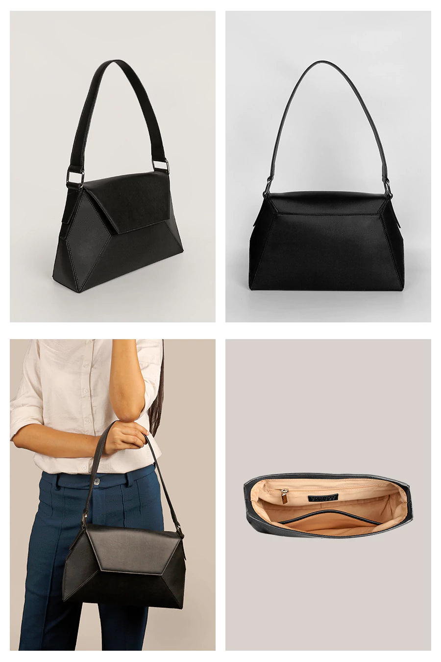 Hazel Vegan Leather Women Shoulder Bag Vanta Black Detail