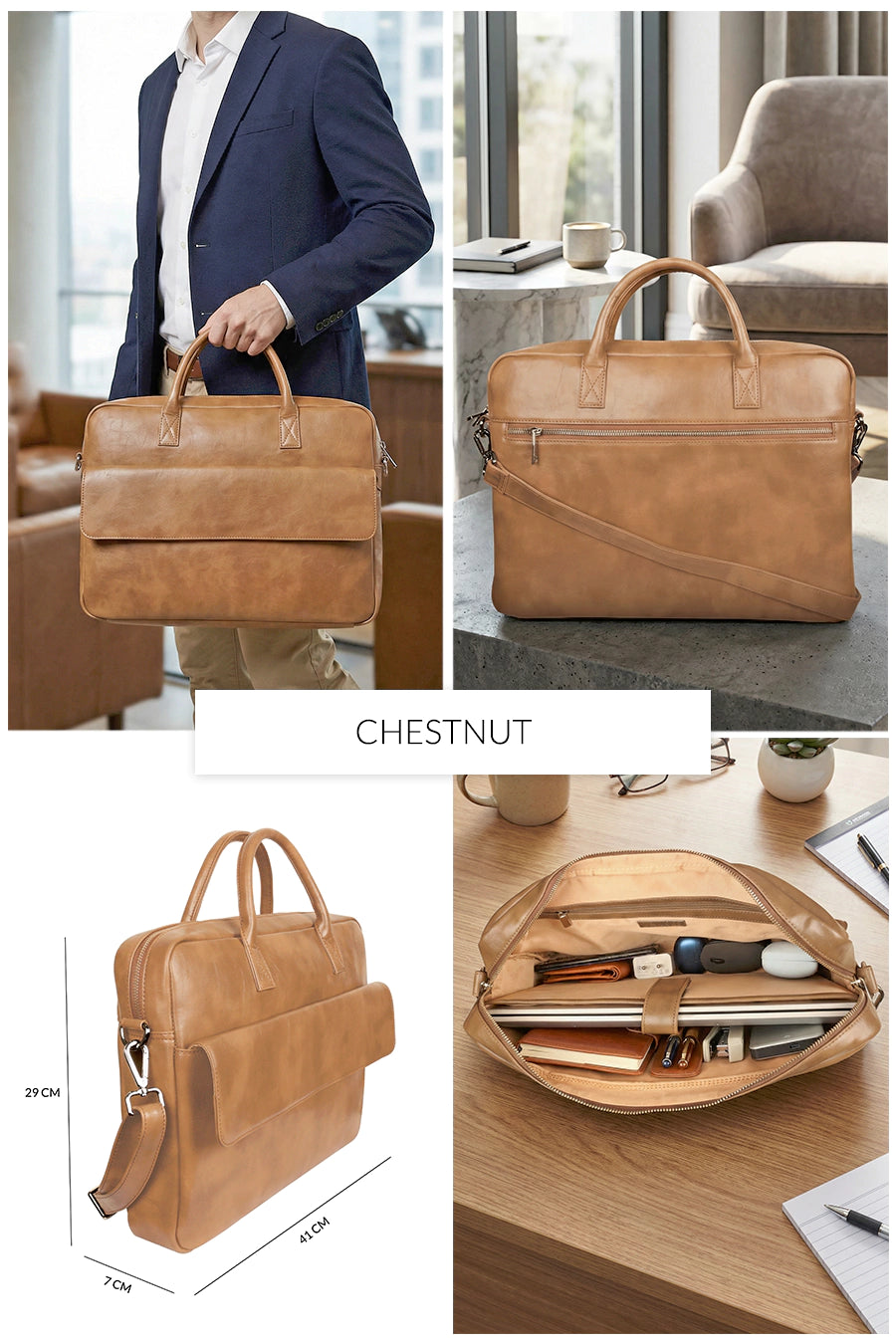 Camdale 15inch Vegan Leather Laptop Bag THE HOUSE OF GANGES