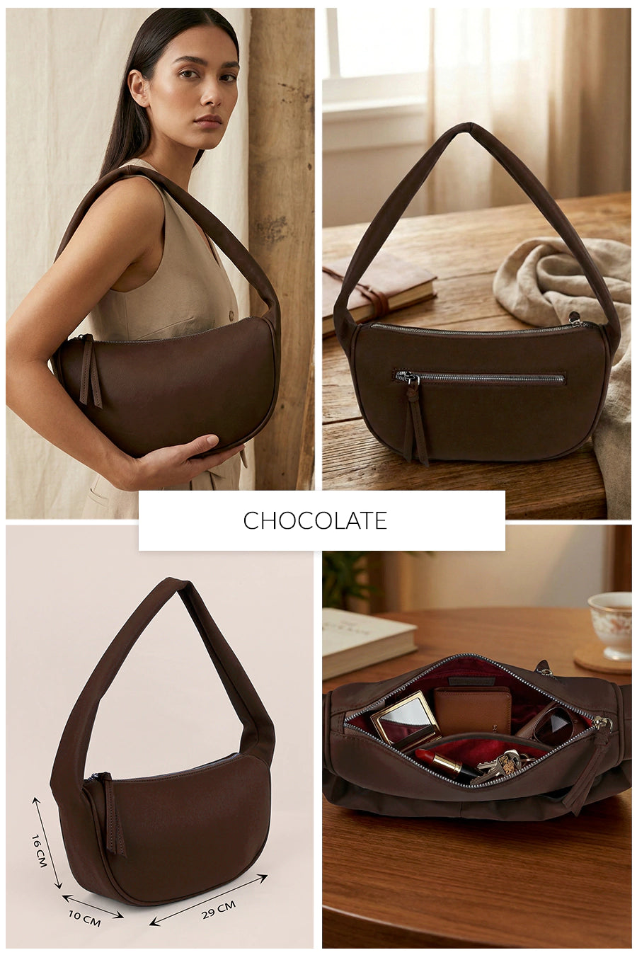 Cushy Vegan Leather Shoulder Bag THE HOUSE OF GANGES