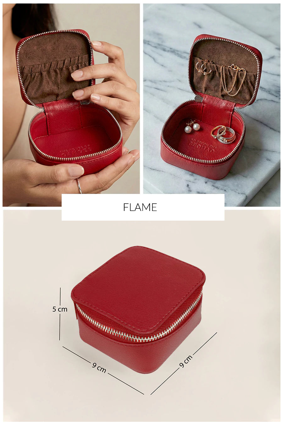 Vegan Leather Jewellery Case Square