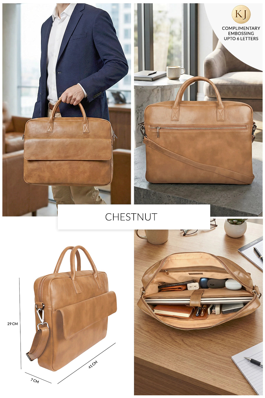 Camdale 15inch Vegan Leather Laptop Bag image 2