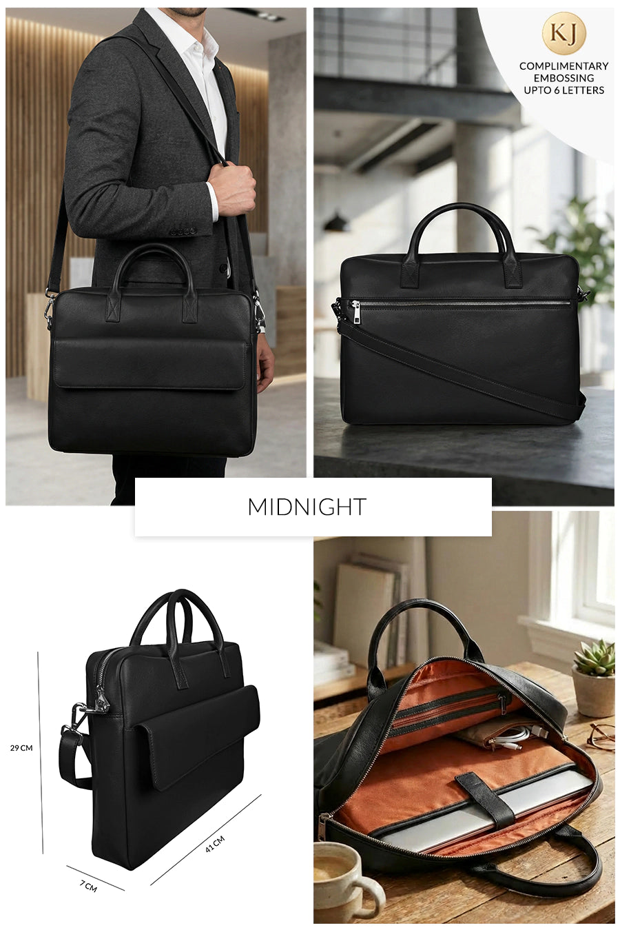 Camdale 15inch Vegan Leather Laptop Bag image 3
