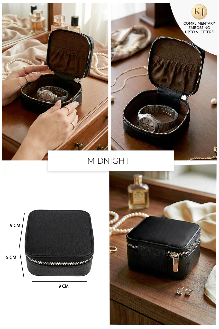Vegan Leather Jewellery Case Square