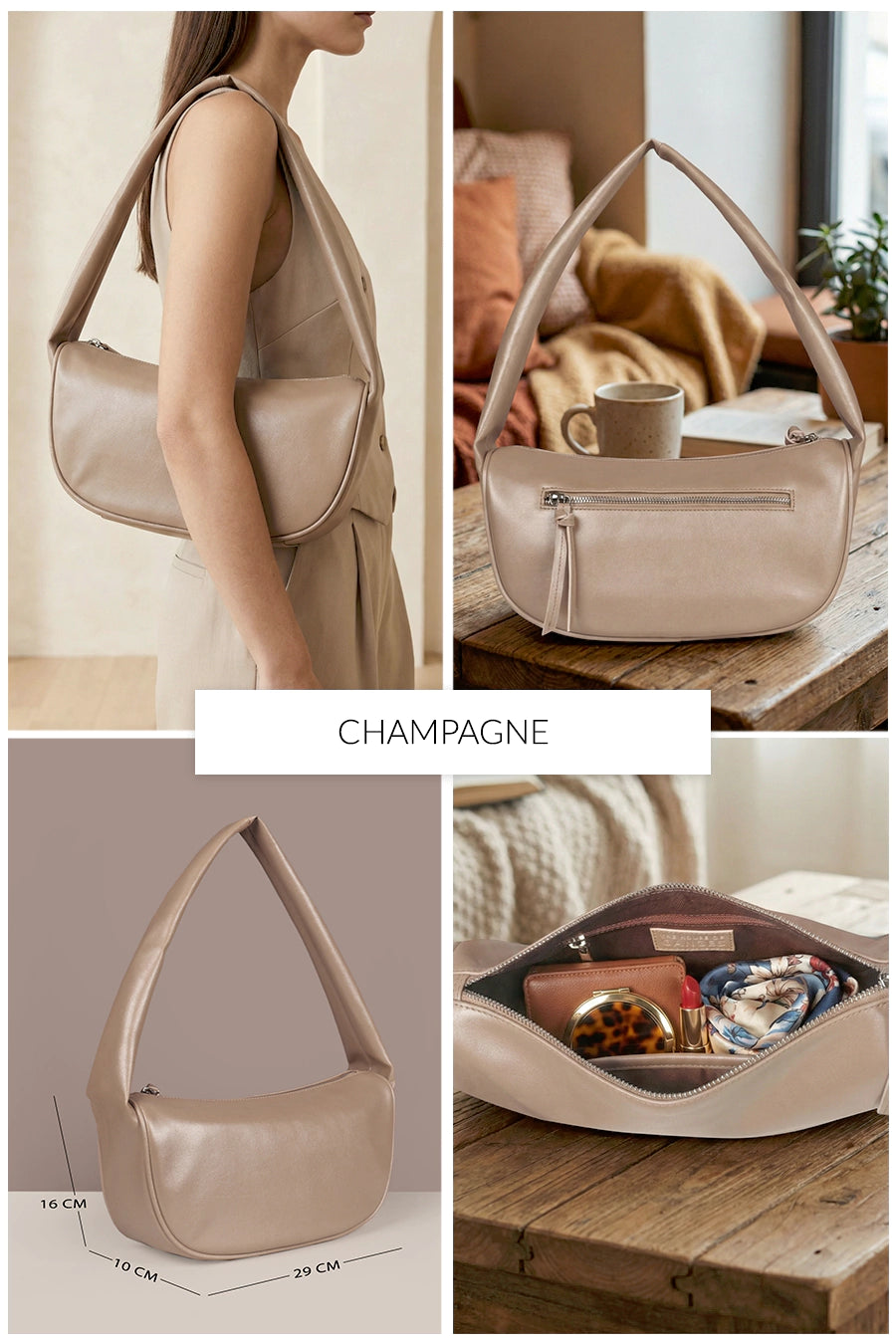 Cushy Vegan Leather Shoulder Bag THE HOUSE OF GANGES