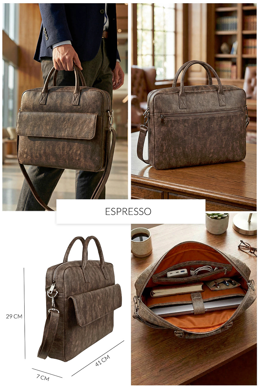 Camdale 15inch Vegan Leather Laptop Bag THE HOUSE OF GANGES