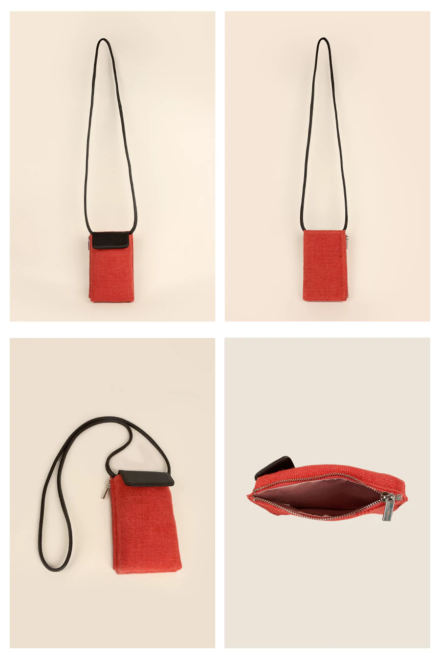 Grace Soft Jute Mobile Sling Tomato Details