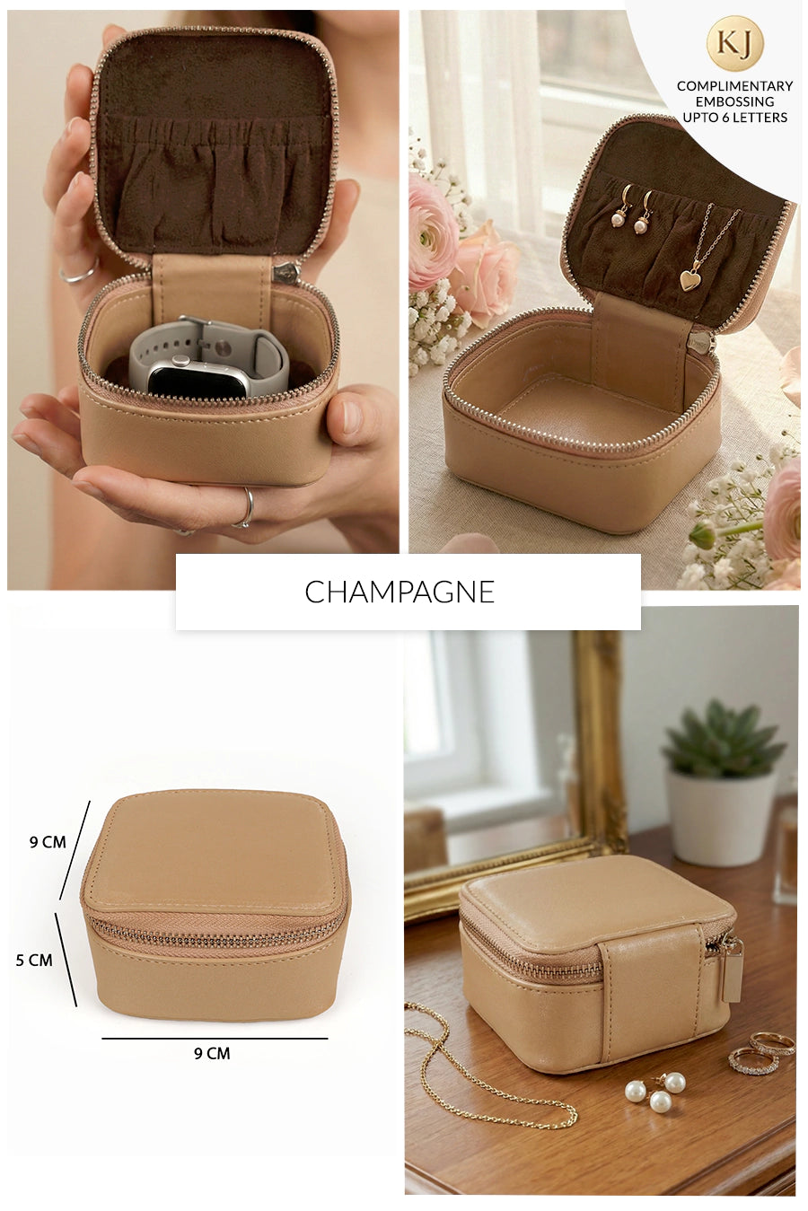 Vegan Leather Jewellery Case Square