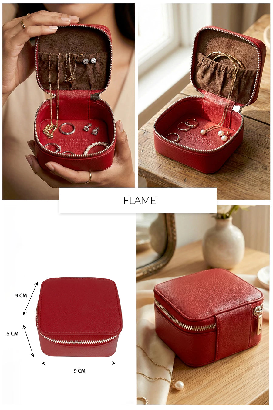 Vegan Leather Jewellery Case Square THE HOUSE OF GANGES