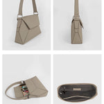 Hazel Women Shoulder Bag Vegan Leather Limestone Details