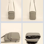 Men Vegan Leather Letter Patch Crossbody Bag Limestone 
Detail