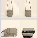 Men Vegan Leather Letter Patch Crossbody Bag Limestone 
Detail