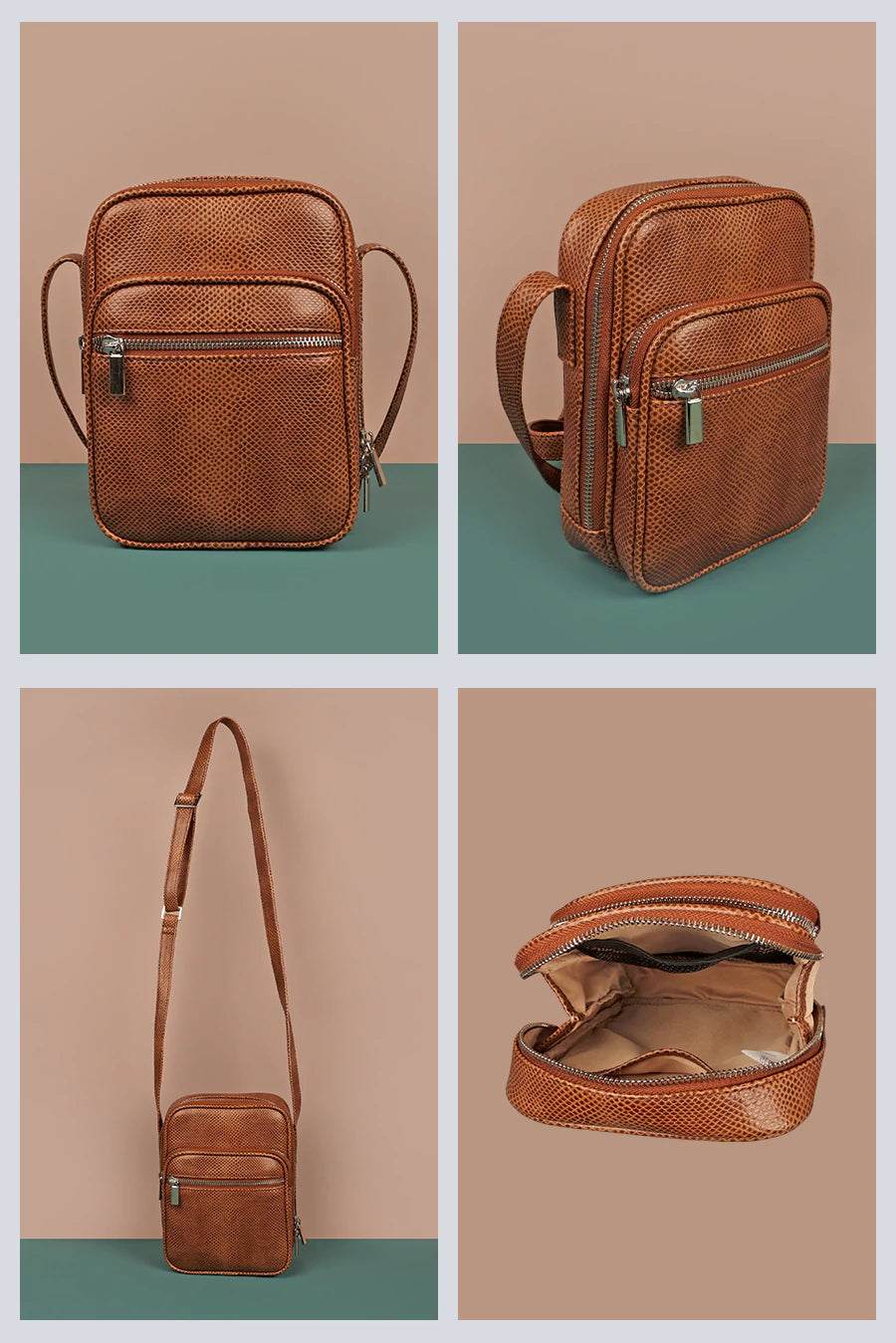 Men Letter Patch Vegan Leather Crossbody