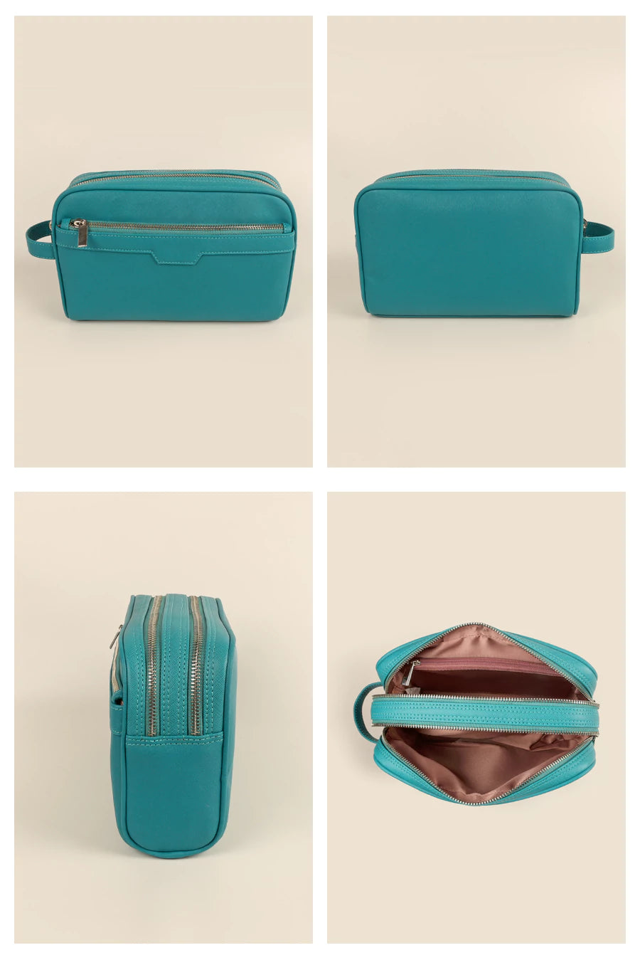 Travel Toiletry Pouch Vegan Leather Caribbean Details