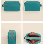 Travel Toiletry Pouch Vegan Leather Caribbean Details