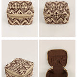 Handloom Jewellery / Watch Case Brown Chevron Details