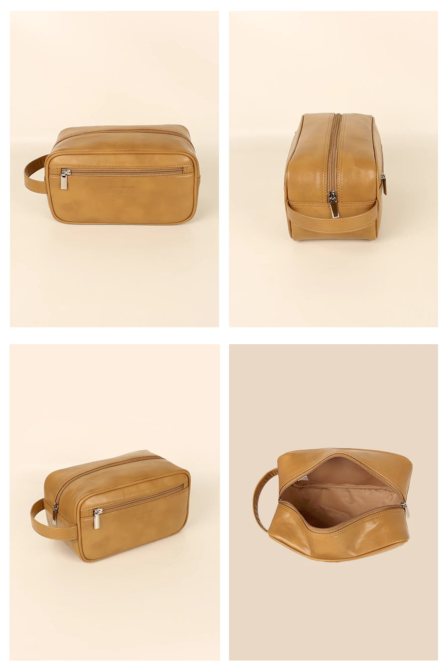 Hurst Vegan Leather Men Toiletry Bag Tortilla Details