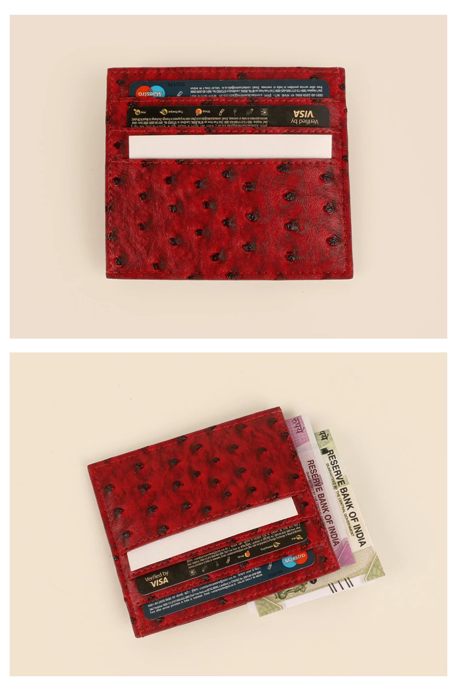 Vegan Leather James Card Holder Ost Red Details