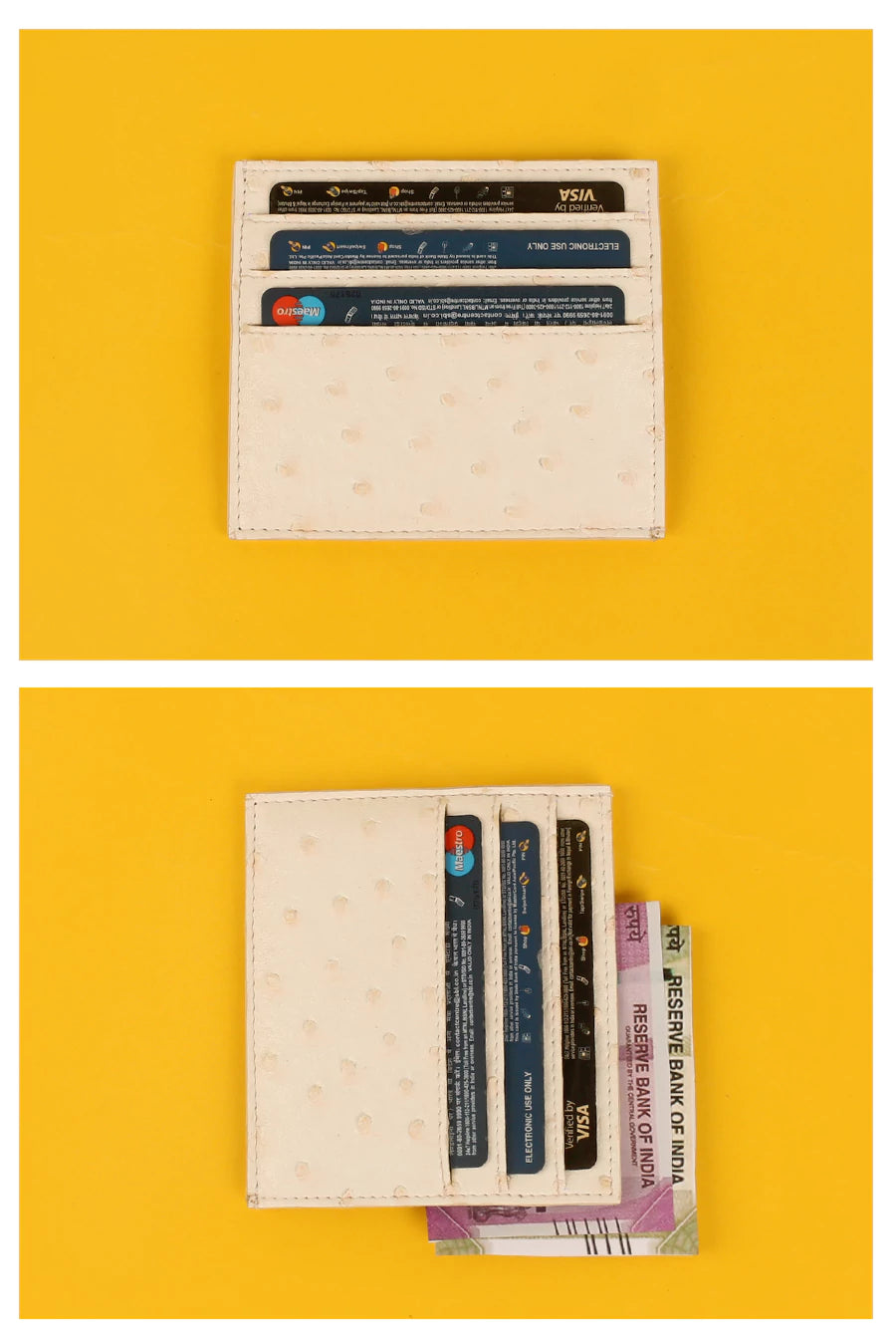 Vegan Leather James Card Holder Ost White Details