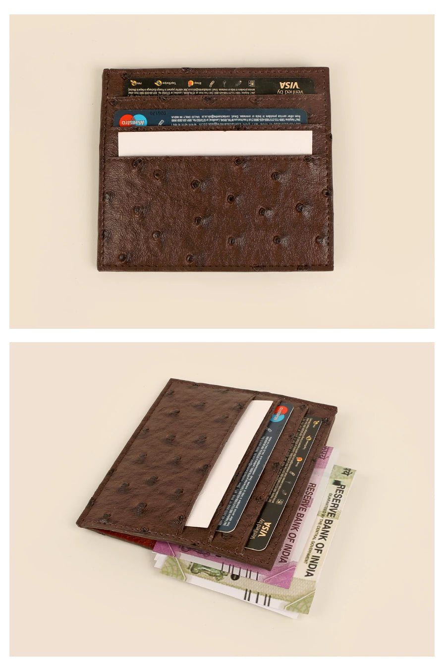 Vegan Leather James Card Holder Ost Brown Details