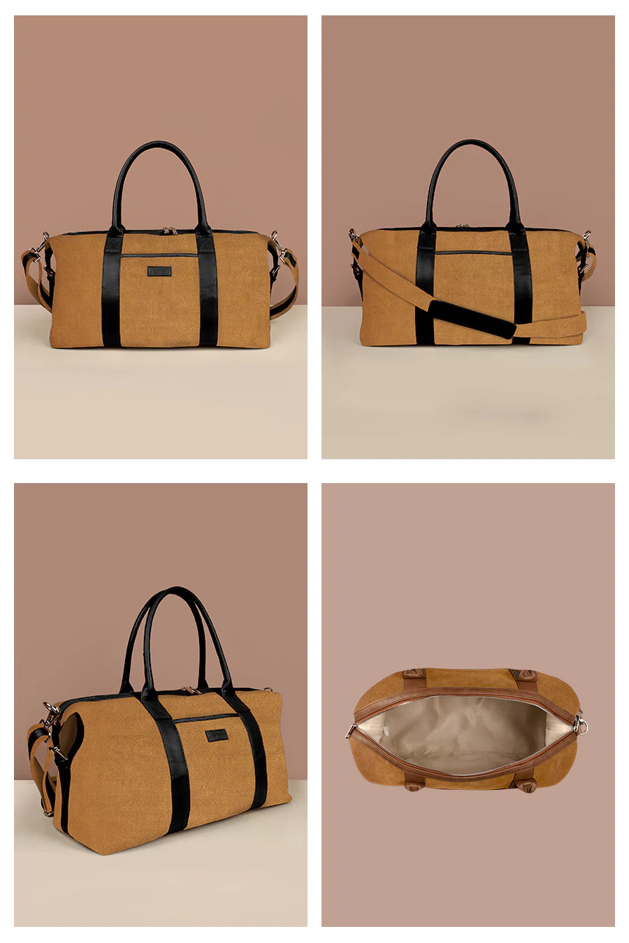 Soft Jute Women Luggage Bag Joey Mustard Details