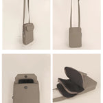 Vertical Mobile Pouch Vegan Leather Limestone Details