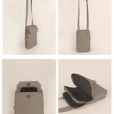 Vertical Mobile Pouch Vegan Leather Limestone Details