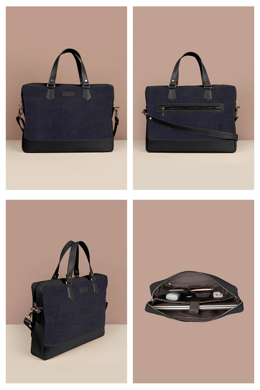 Soft Jute Ross Laptop Bag Spruce Details