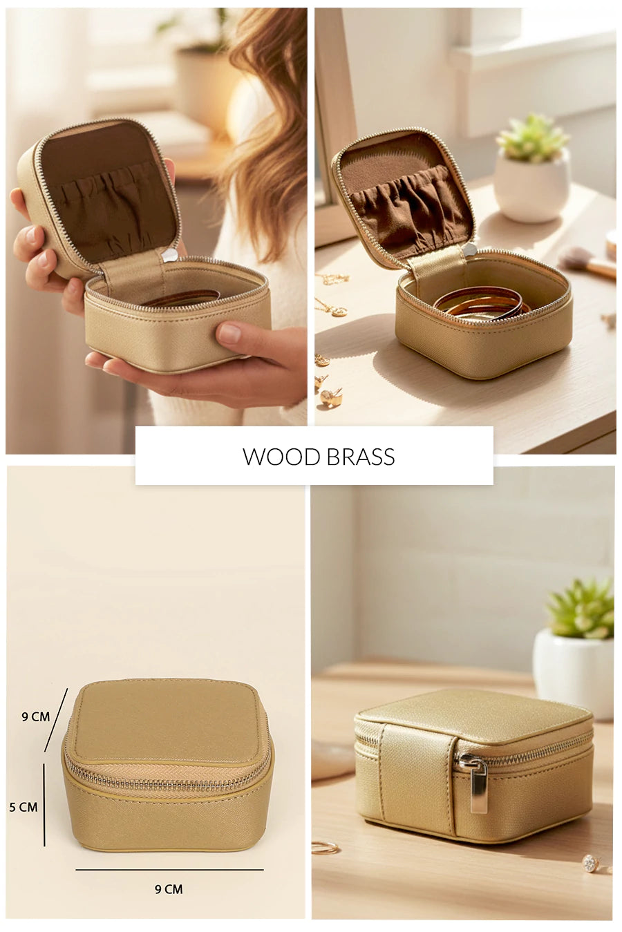 Vegan Leather Jewellery Case Square THE HOUSE OF GANGES