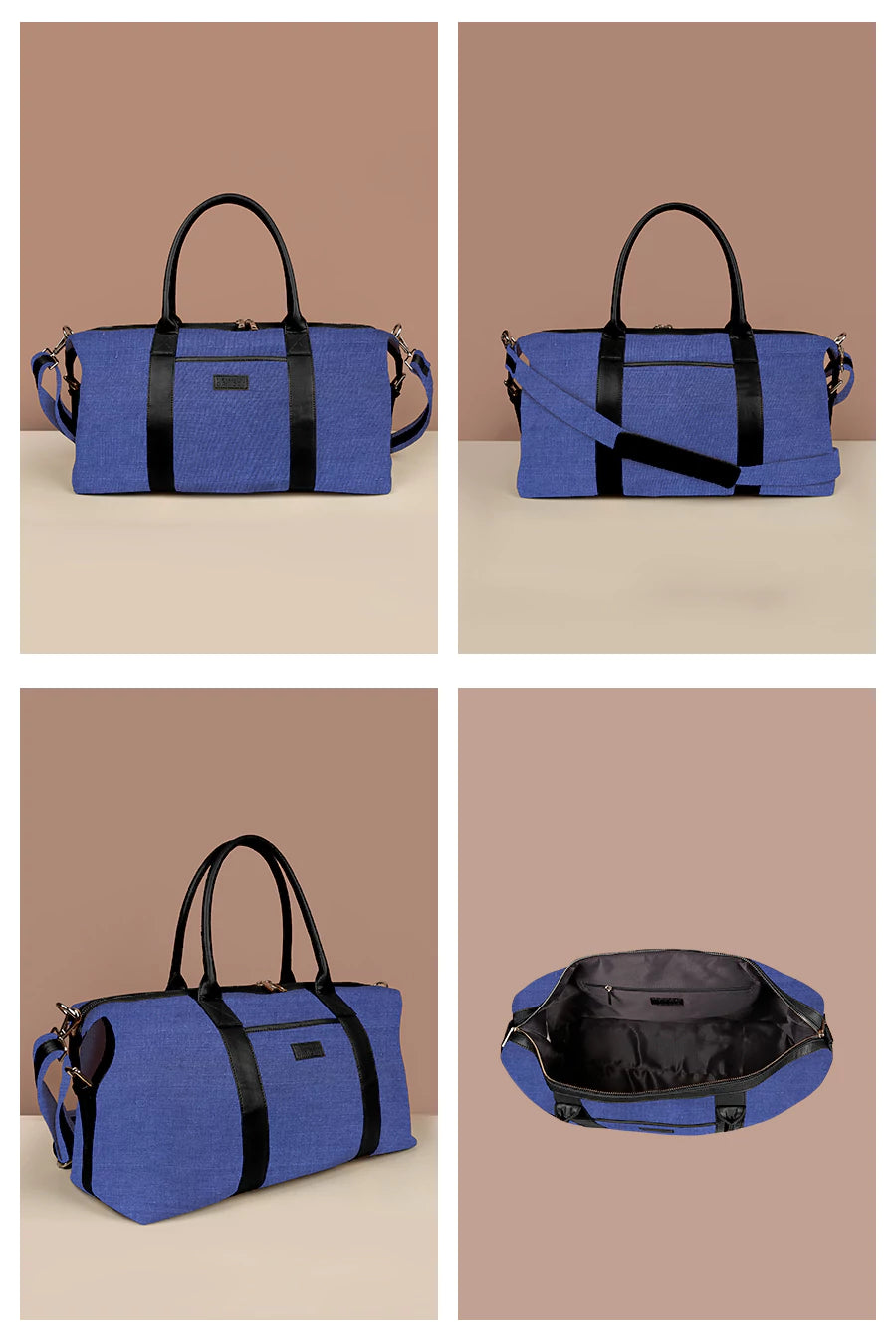 Soft Jute Joey Men Travel Duffle Bag Royal Blue Details