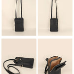 Vegan Leather Vertical Mobile Bag Navy Details