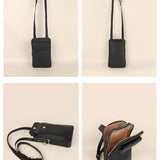 Vegan Leather Vertical Mobile Bag Navy Details
