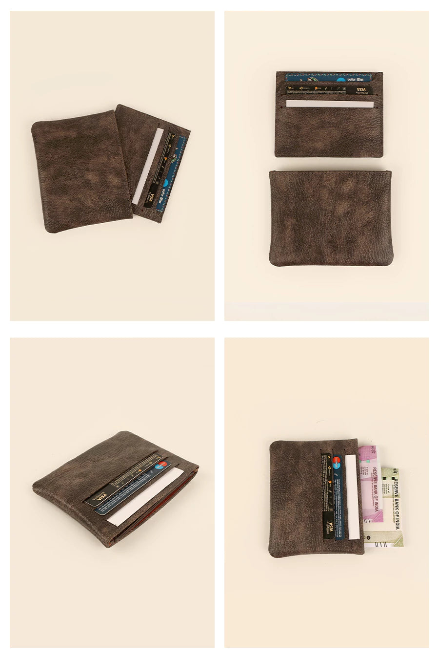 Archie Vegan Leather Cash & Card Pouch Espresso Details