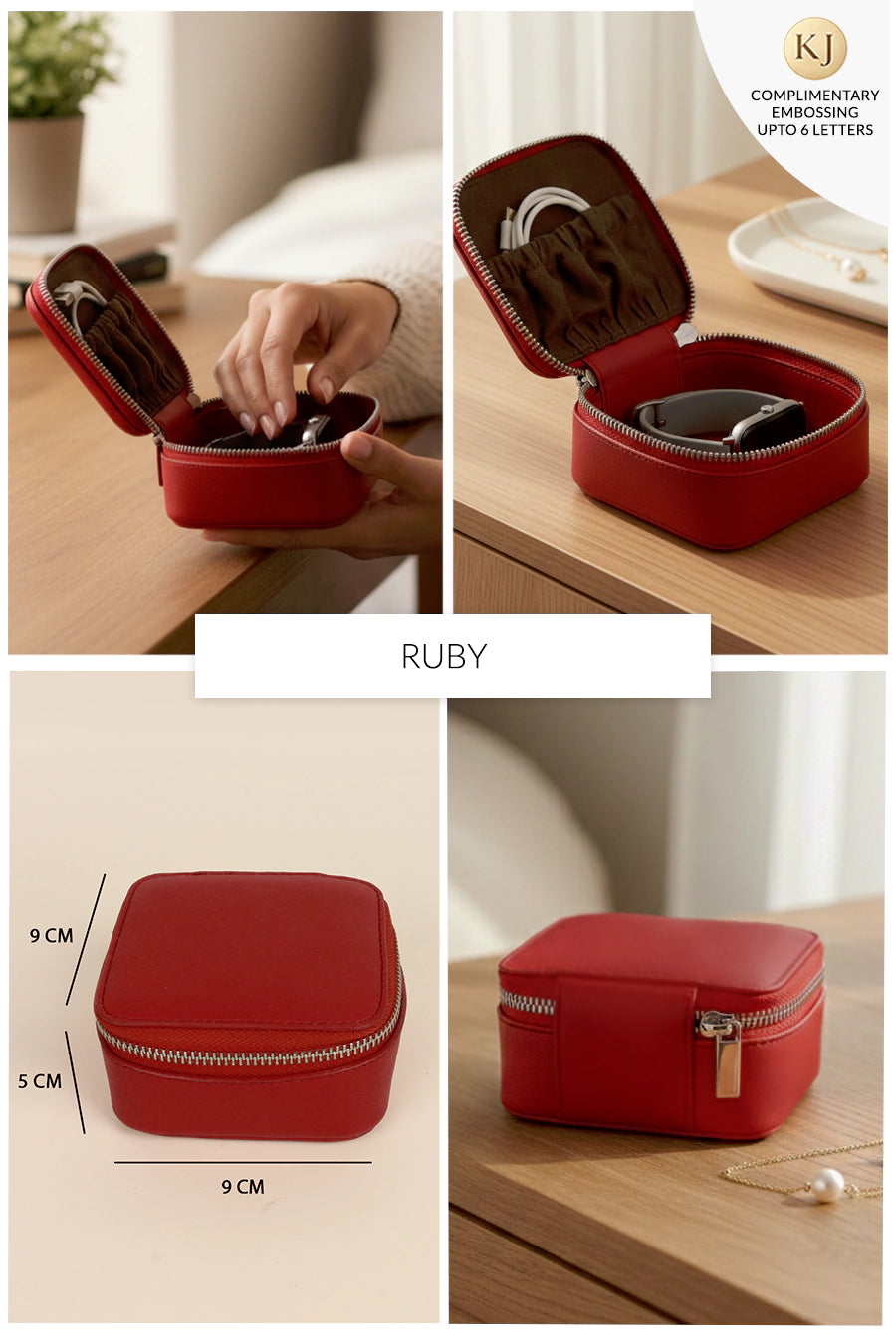 Vegan Leather Jewellery Case Square