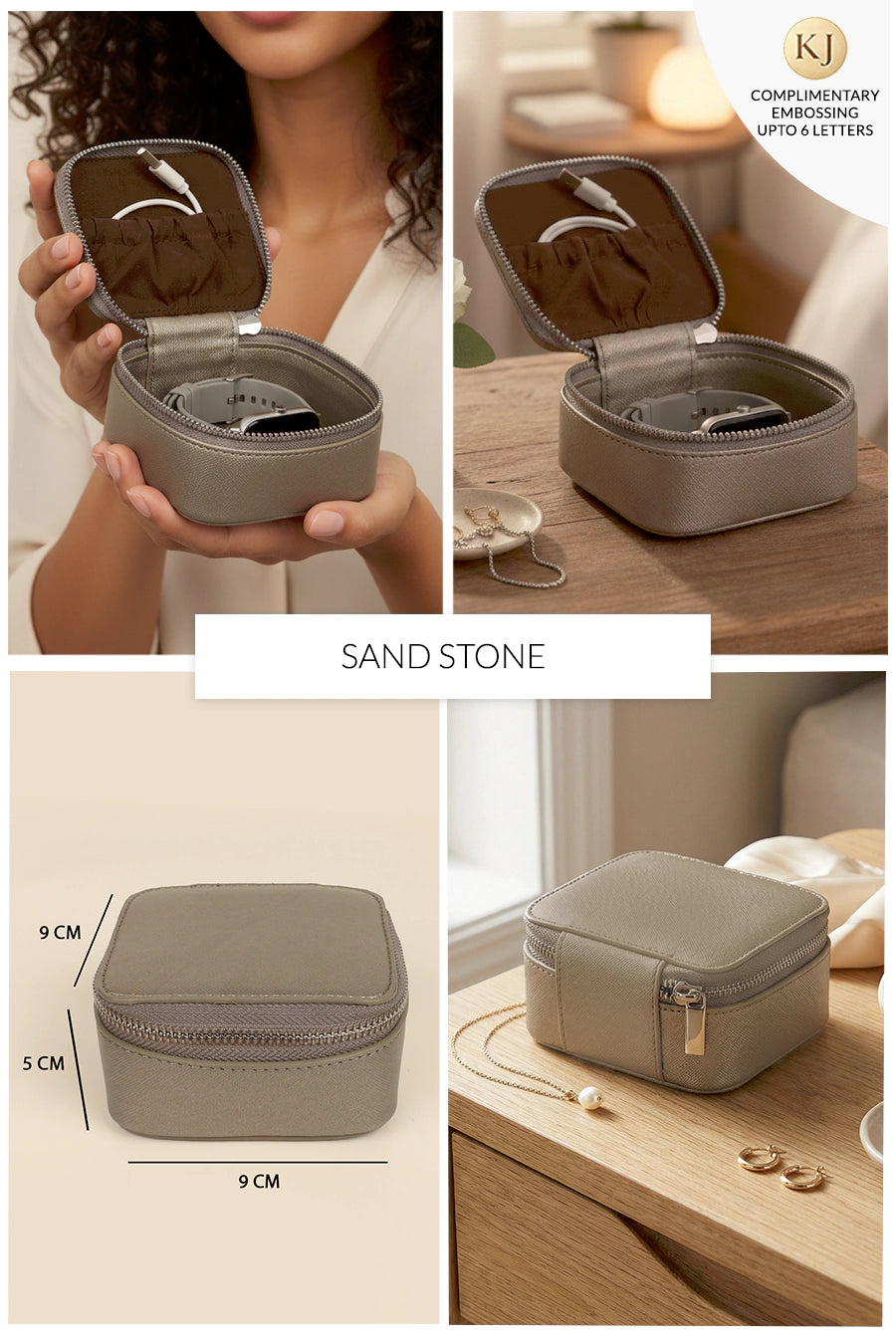 Vegan Leather Jewellery Case Square