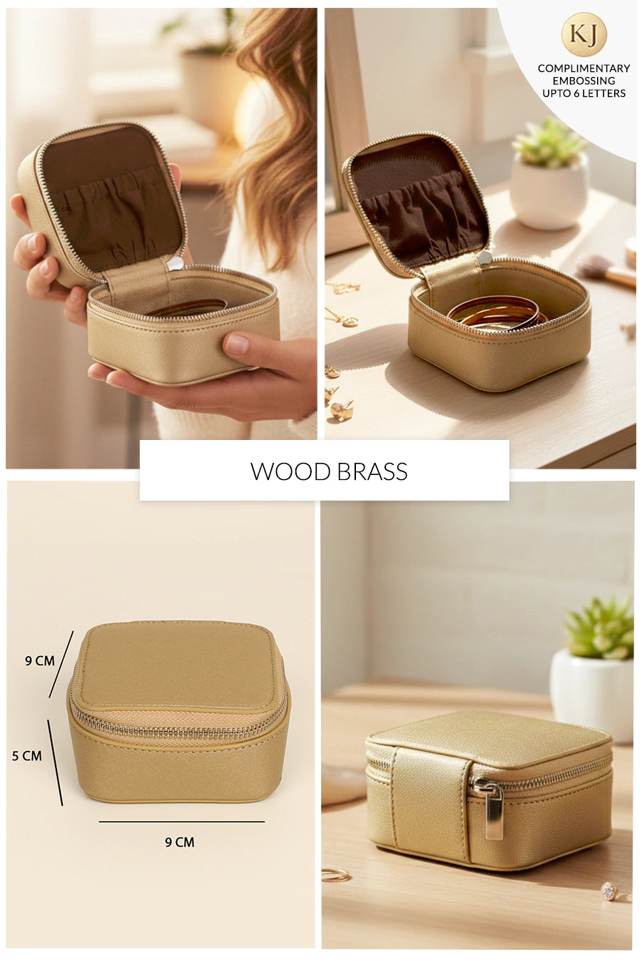Vegan Leather Jewellery Case Square