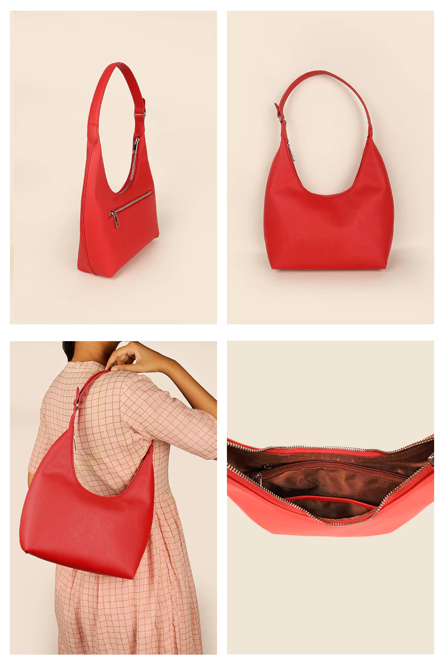 egan Leather Katie Small Women Shoulder Bag Scarlet Details