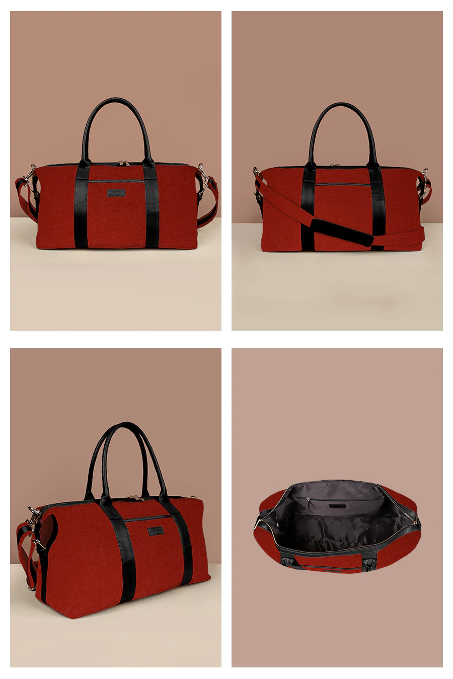 Soft Jute Joey Men Travel Duffle Bag Raspberry Details