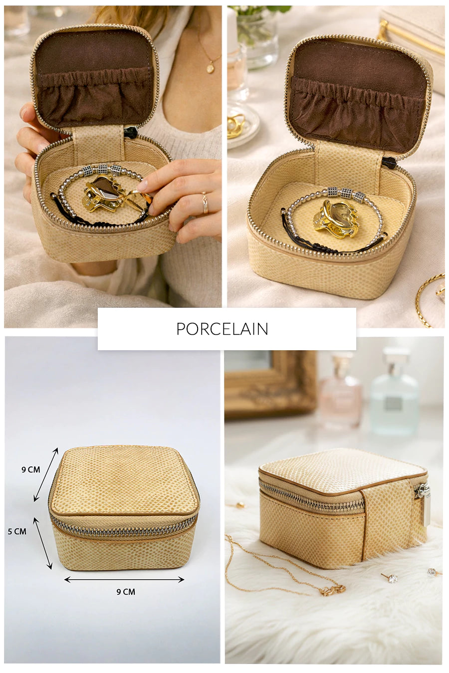 Vegan Leather Jewellery Case Square THE HOUSE OF GANGES