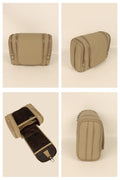 Hanging Toiletry Bag Vegan Leather Beige Details