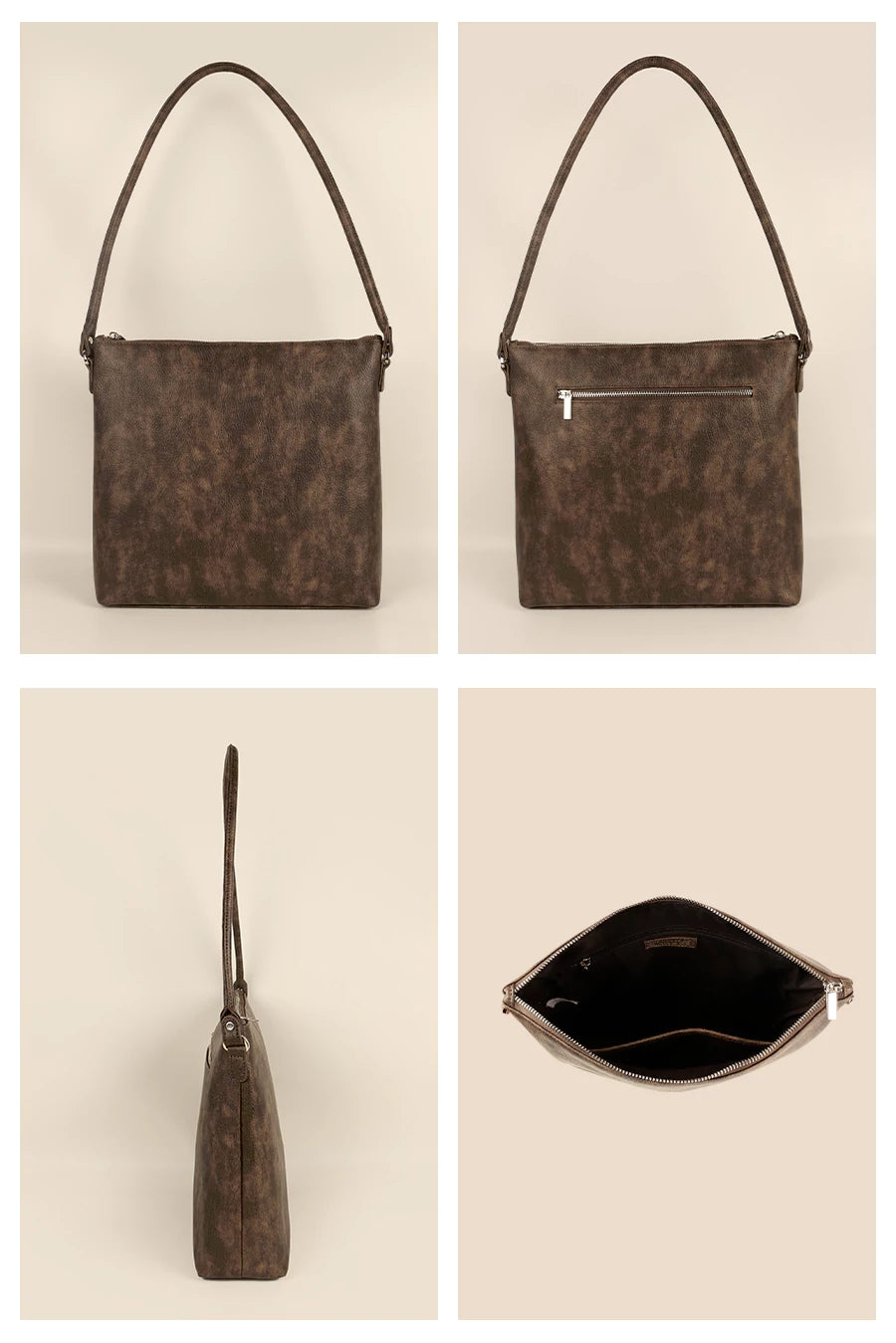 Stella Vegan Leather Women Shoulder Bag Espresso Details