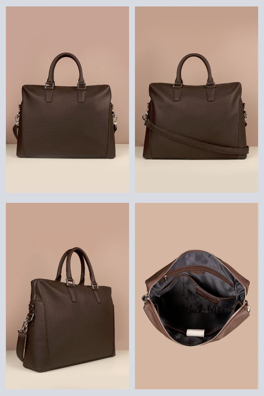 Will Vegan Leather Laptop Bag Chocolate Detail