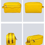 Travel Toiletry Pouch Vegan Leather Citron Details