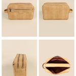 Travel Toiletry Pouch Vegan Leather Porcelain Details