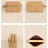 Travel Toiletry Pouch Vegan Leather Porcelain Details