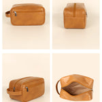 Hurst Vegan Leather Men Toiletry Bag Caramel Details