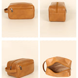 Hurst Vegan Leather Men Toiletry Bag Caramel Details