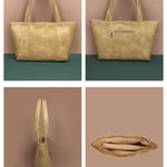 June Vegan Leather Women Tote Bag Buttermilk Detail